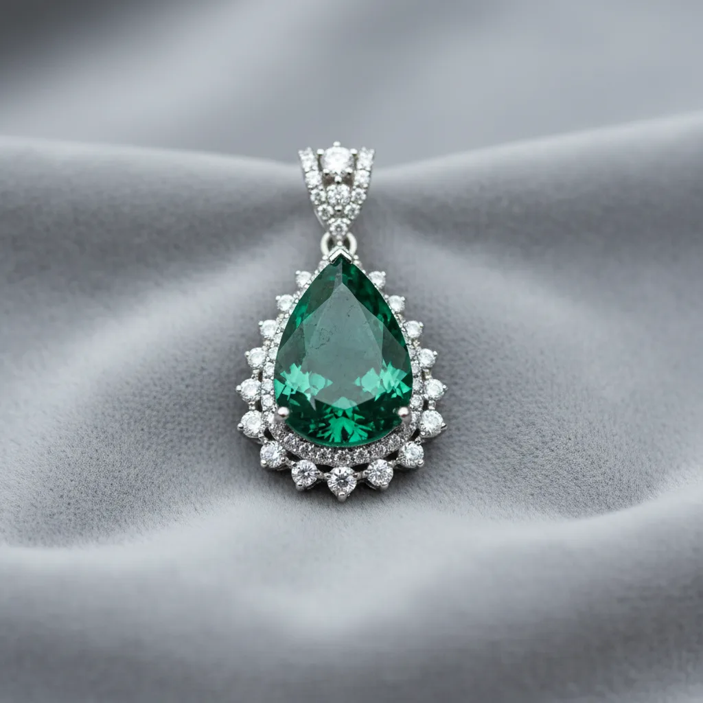 Certificat gemmologique accompagnant un pendentif émeraude